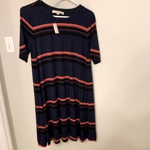 Loft- navy and red striped dress
